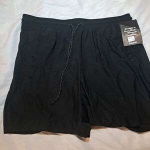 Men's Black Athletic Performance Shorts with Drawstring